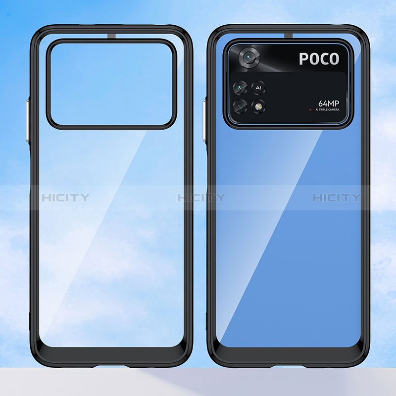 Coque Rebord Contour Silicone et Vitre Transparente Housse Etui J01S pour Xiaomi Poco M4 Pro 4G Plus