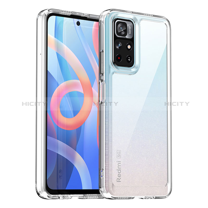 Coque Rebord Contour Silicone et Vitre Transparente Housse Etui J01S pour Xiaomi Poco M4 Pro 5G Clair Plus