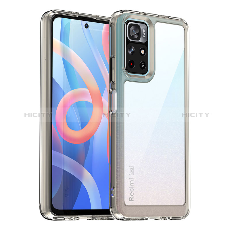 Coque Rebord Contour Silicone et Vitre Transparente Housse Etui J01S pour Xiaomi Poco M4 Pro 5G Gris Plus