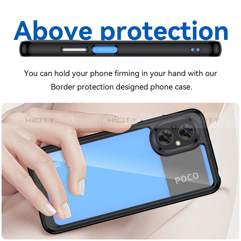 Coque Rebord Contour Silicone et Vitre Transparente Housse Etui J01S pour Xiaomi Poco M5 4G Plus