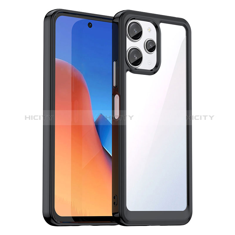 Coque Rebord Contour Silicone et Vitre Transparente Housse Etui J01S pour Xiaomi Poco M6 Pro 5G Noir Plus