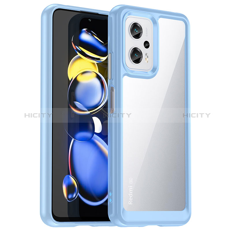 Coque Rebord Contour Silicone et Vitre Transparente Housse Etui J01S pour Xiaomi Poco X4 GT 5G Bleu Plus