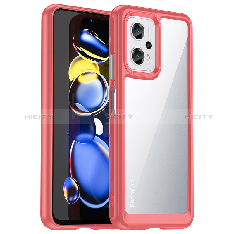 Coque Rebord Contour Silicone et Vitre Transparente Housse Etui J01S pour Xiaomi Poco X4 GT 5G Rouge Plus