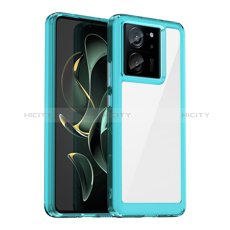 Coque Rebord Contour Silicone et Vitre Transparente Housse Etui J01S pour Xiaomi Redmi K60 Ultra 5G Cyan Plus