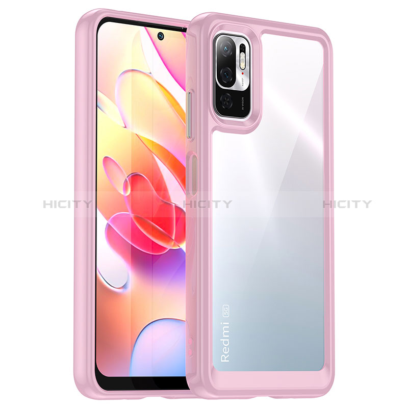 Coque Rebord Contour Silicone et Vitre Transparente Housse Etui J01S pour Xiaomi Redmi Note 10 5G Rose Plus