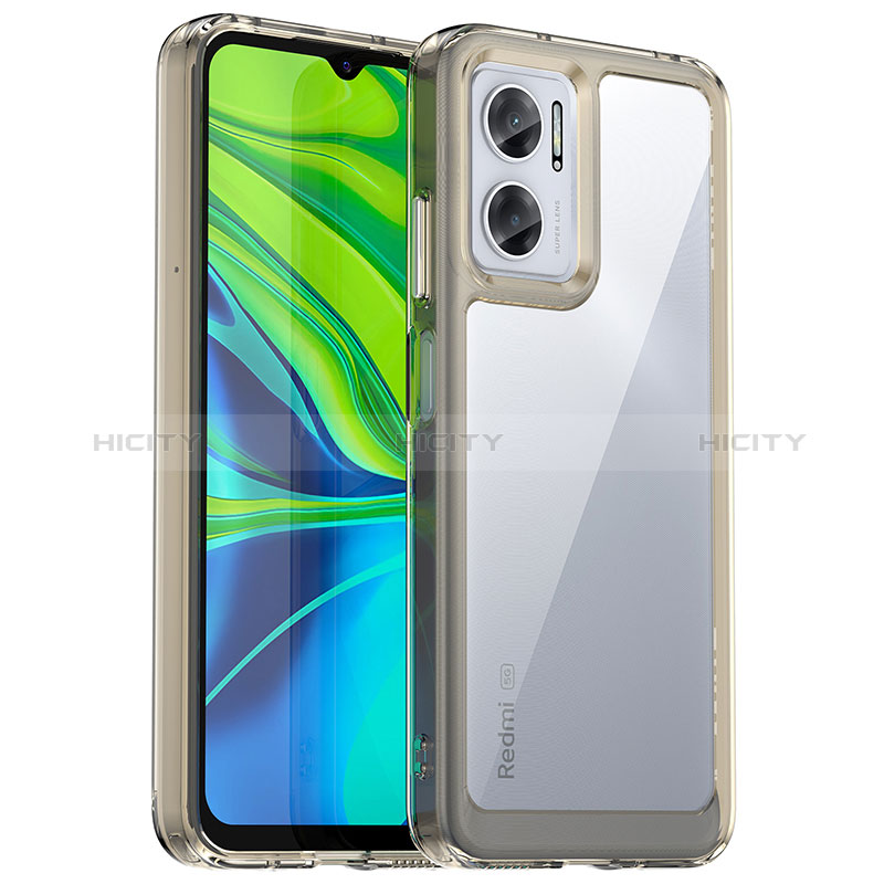 Coque Rebord Contour Silicone et Vitre Transparente Housse Etui J01S pour Xiaomi Redmi Note 11E 5G Gris Plus