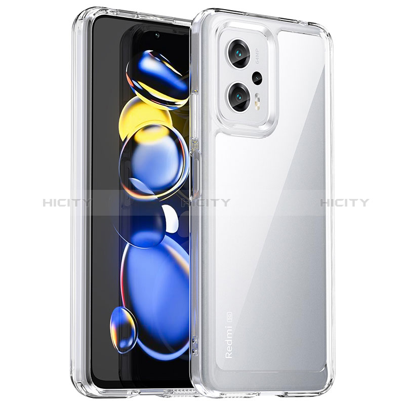 Coque Rebord Contour Silicone et Vitre Transparente Housse Etui J01S pour Xiaomi Redmi Note 11T Pro 5G Clair Plus