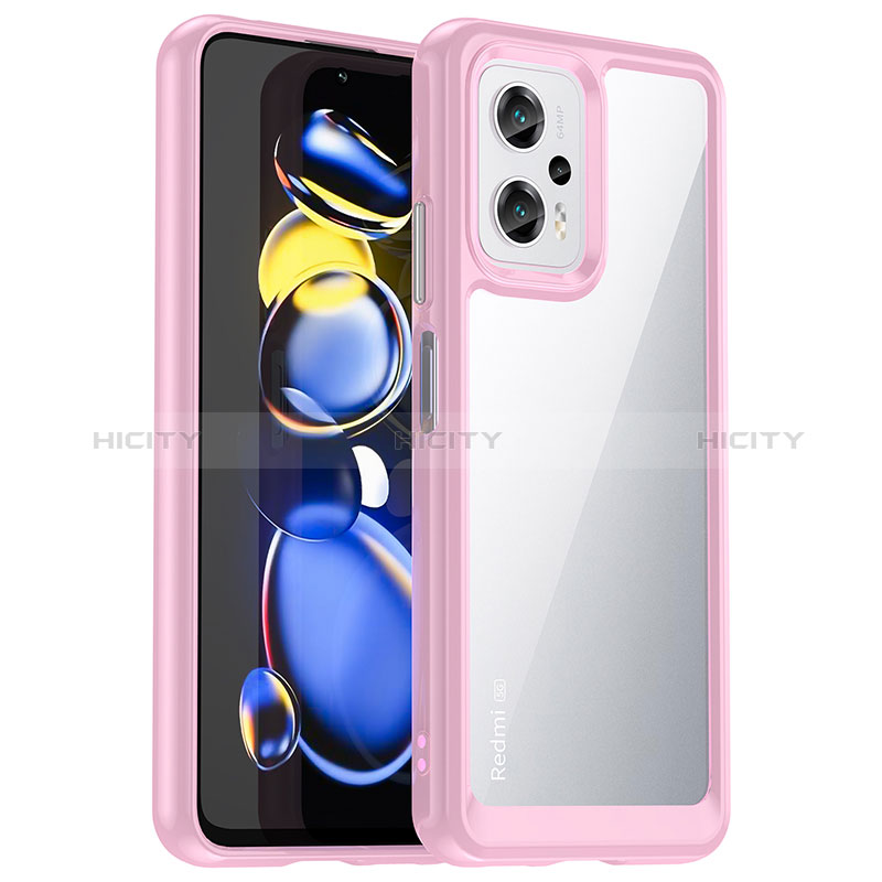 Coque Rebord Contour Silicone et Vitre Transparente Housse Etui J01S pour Xiaomi Redmi Note 11T Pro+ Plus 5G Rose Plus