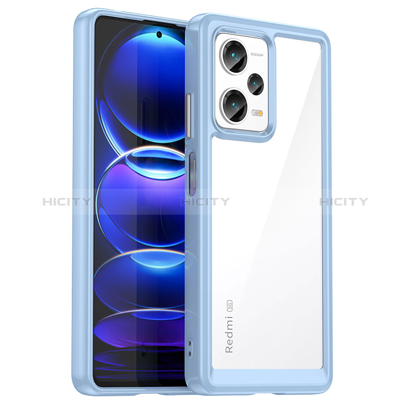 Coque Rebord Contour Silicone et Vitre Transparente Housse Etui J01S pour Xiaomi Redmi Note 12 Explorer Bleu Plus