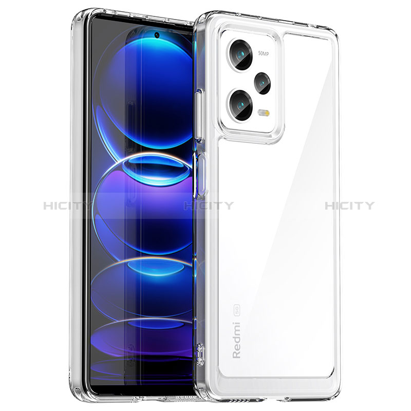 Coque Rebord Contour Silicone et Vitre Transparente Housse Etui J01S pour Xiaomi Redmi Note 12 Pro 5G Clair Plus