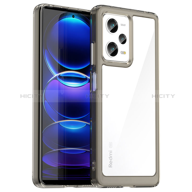 Coque Rebord Contour Silicone et Vitre Transparente Housse Etui J01S pour Xiaomi Redmi Note 12 Pro 5G Gris Plus