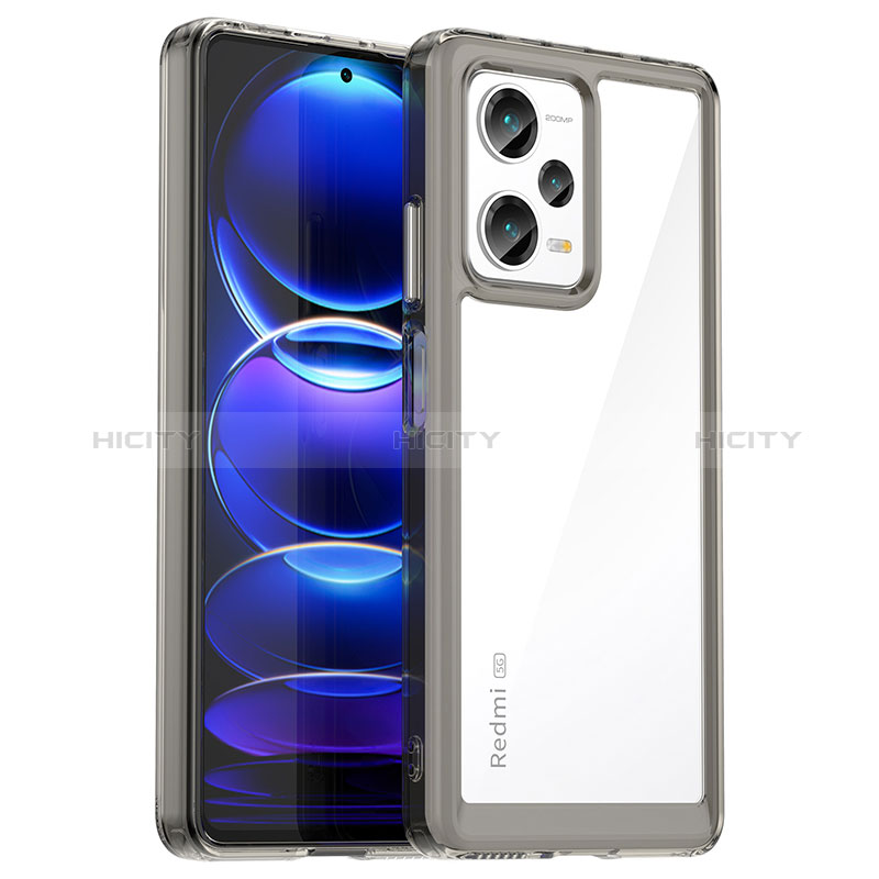 Coque Rebord Contour Silicone et Vitre Transparente Housse Etui J01S pour Xiaomi Redmi Note 12 Pro+ Plus 5G Gris Plus