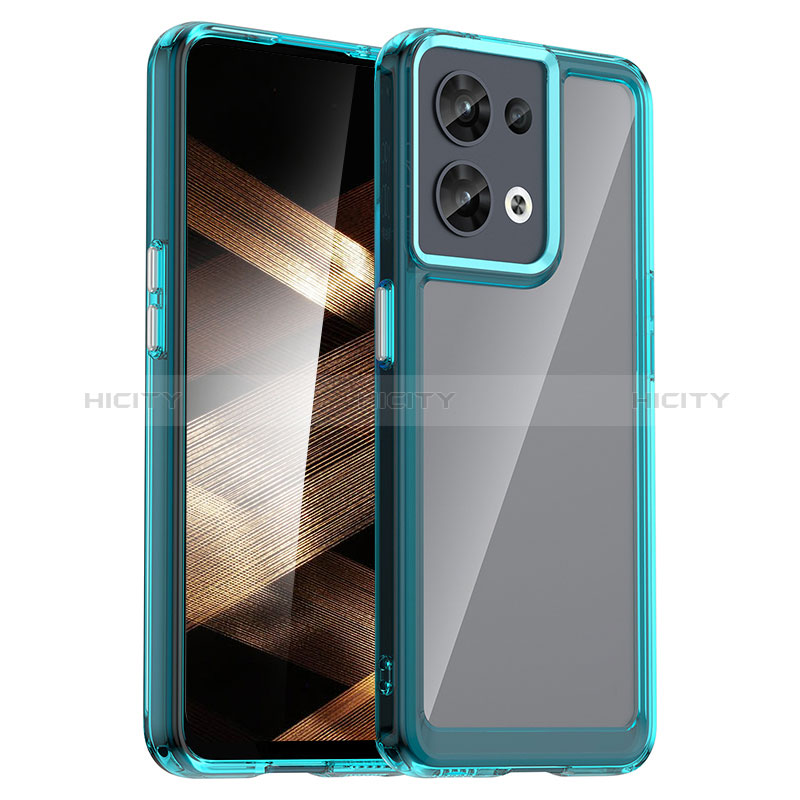 Coque Rebord Contour Silicone et Vitre Transparente Housse Etui J01S pour Xiaomi Redmi Note 13 5G Bleu Ciel Plus