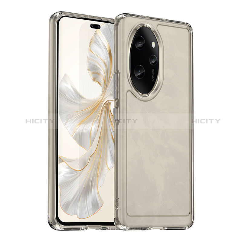 Coque Rebord Contour Silicone et Vitre Transparente Housse Etui J02S pour Huawei Honor 100 Pro 5G Gris Plus