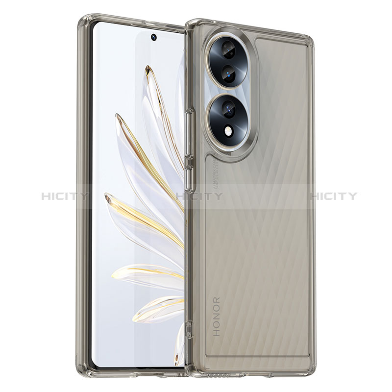 Coque Rebord Contour Silicone et Vitre Transparente Housse Etui J02S pour Huawei Honor 70 5G Gris Plus