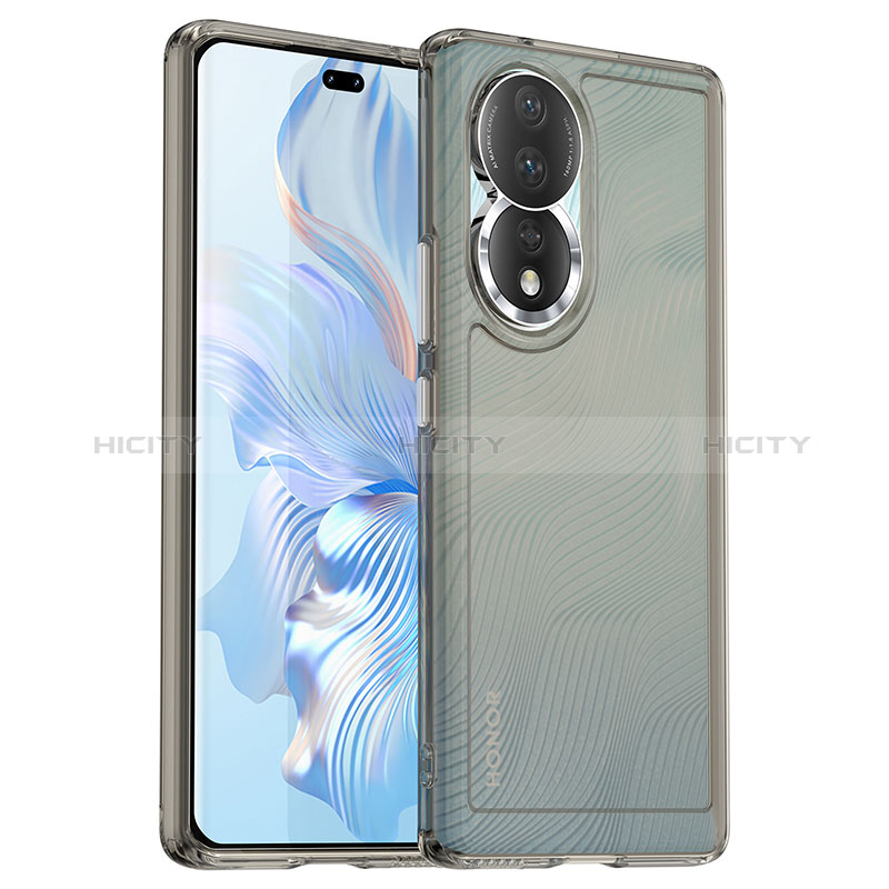 Coque Rebord Contour Silicone et Vitre Transparente Housse Etui J02S pour Huawei Honor 80 5G Gris Plus