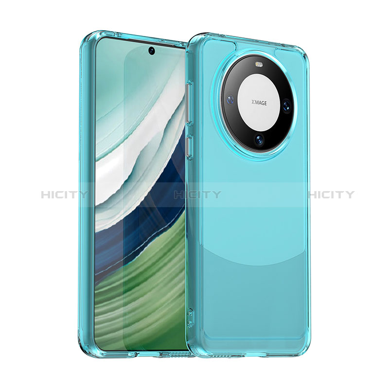 Coque Rebord Contour Silicone et Vitre Transparente Housse Etui J02S pour Huawei Mate 60 Bleu Plus