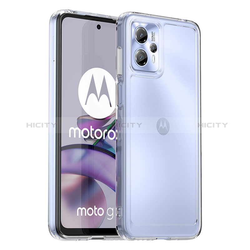 Coque Rebord Contour Silicone et Vitre Transparente Housse Etui J02S pour Motorola Moto G13 Clair Plus