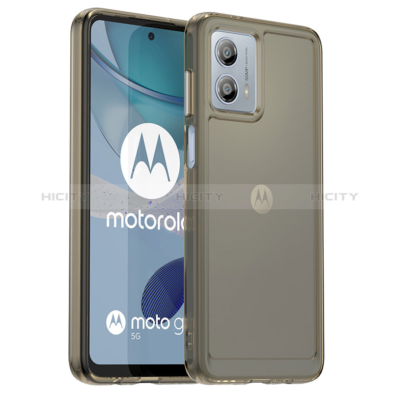 Coque Rebord Contour Silicone et Vitre Transparente Housse Etui J02S pour Motorola Moto G53 5G Gris Plus