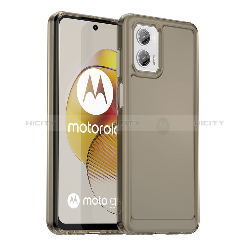 Coque Rebord Contour Silicone et Vitre Transparente Housse Etui J02S pour Motorola Moto G73 5G Gris Plus