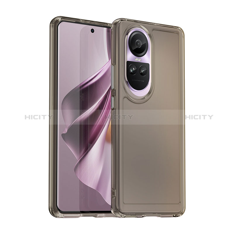 Coque Rebord Contour Silicone et Vitre Transparente Housse Etui J02S pour Oppo Reno10 5G Gris Plus