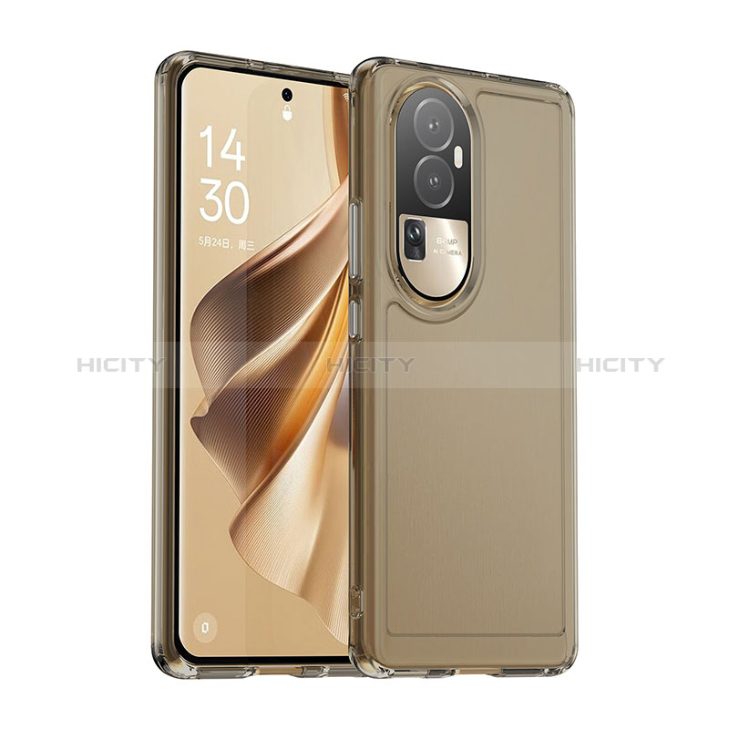 Coque Rebord Contour Silicone et Vitre Transparente Housse Etui J02S pour Oppo Reno10 Pro+ Plus 5G Gris Plus