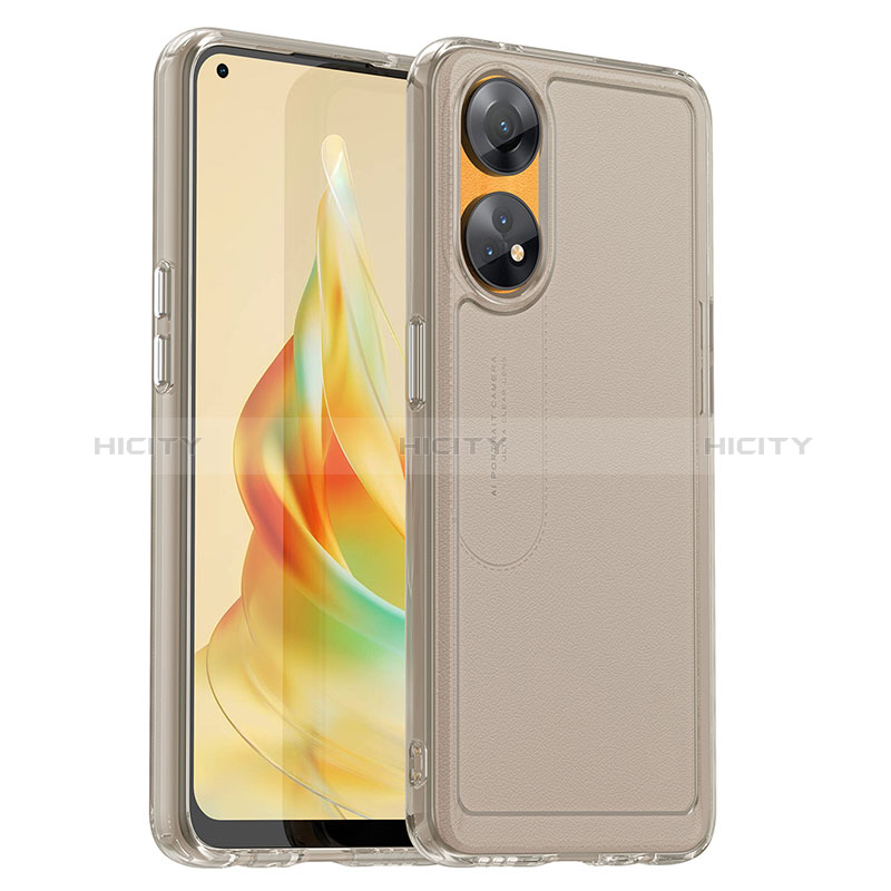 Coque Rebord Contour Silicone et Vitre Transparente Housse Etui J02S pour Oppo Reno8 T 4G Gris Plus