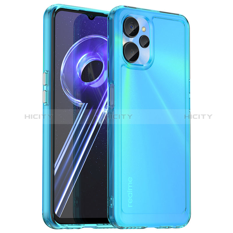 Coque Rebord Contour Silicone et Vitre Transparente Housse Etui J02S pour Realme 10 5G Bleu Plus