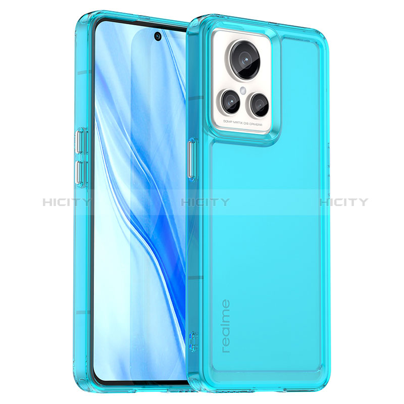 Coque Rebord Contour Silicone et Vitre Transparente Housse Etui J02S pour Realme GT2 Master Explorer Bleu Plus