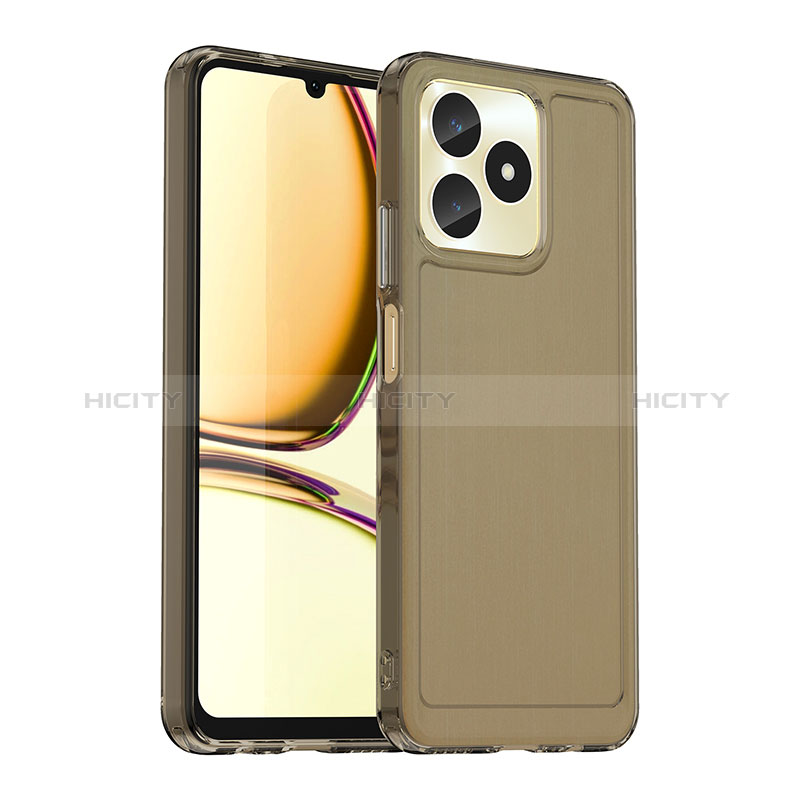 Coque Rebord Contour Silicone et Vitre Transparente Housse Etui J02S pour Realme Narzo N53 Gris Plus