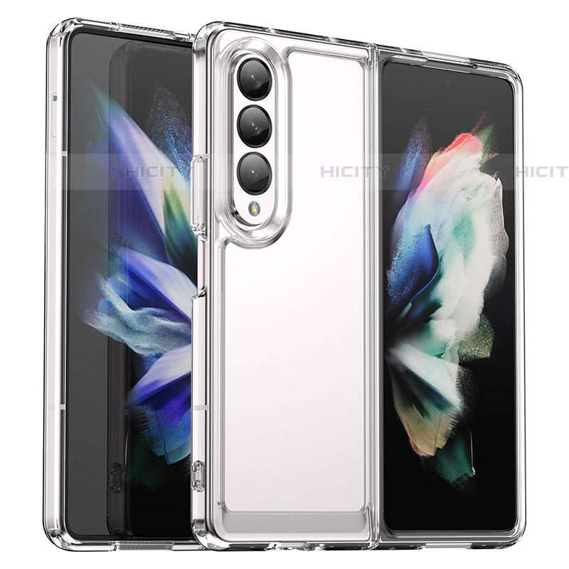 Coque Rebord Contour Silicone et Vitre Transparente Housse Etui J02S pour Samsung Galaxy Z Fold4 5G Clair Plus