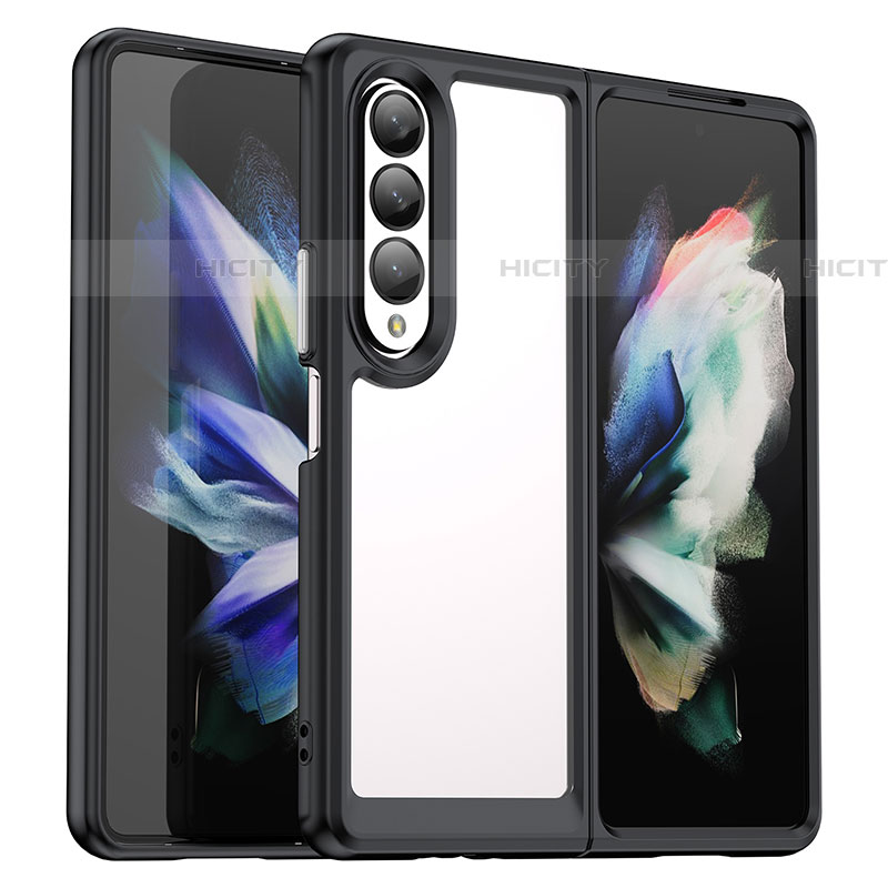 Coque Rebord Contour Silicone et Vitre Transparente Housse Etui J02S pour Samsung Galaxy Z Fold4 5G Noir Plus