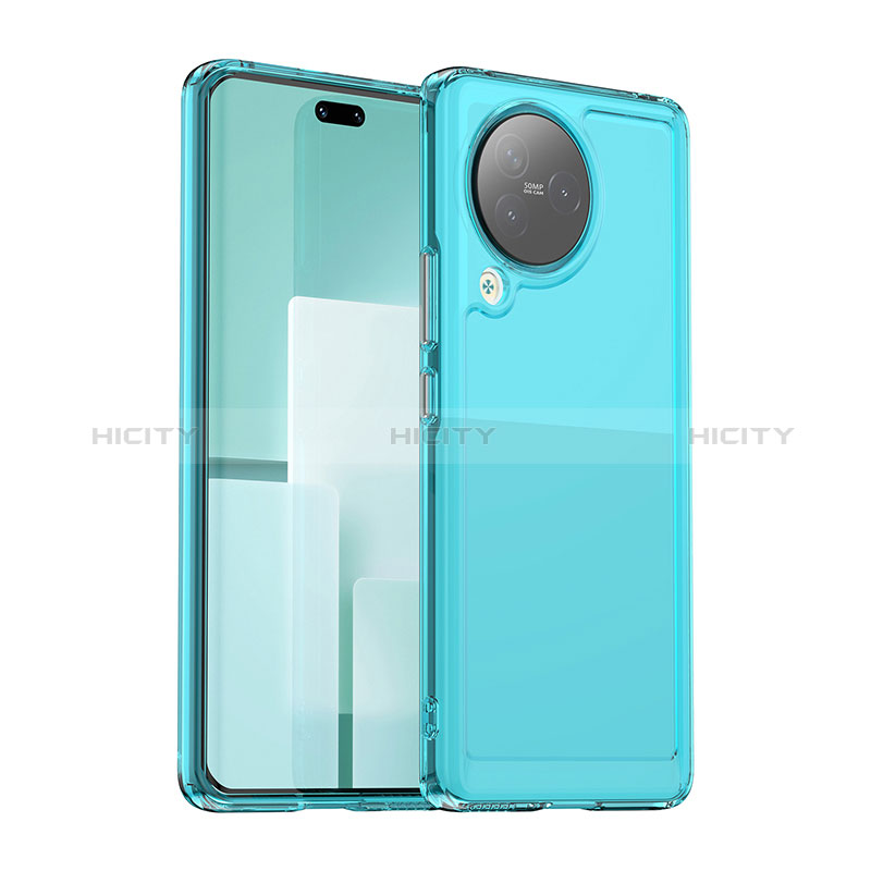 Coque Rebord Contour Silicone et Vitre Transparente Housse Etui J02S pour Xiaomi Civi 3 5G Bleu Plus