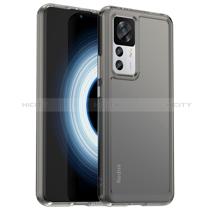 Coque Rebord Contour Silicone et Vitre Transparente Housse Etui J02S pour Xiaomi Mi 12T 5G Gris Plus