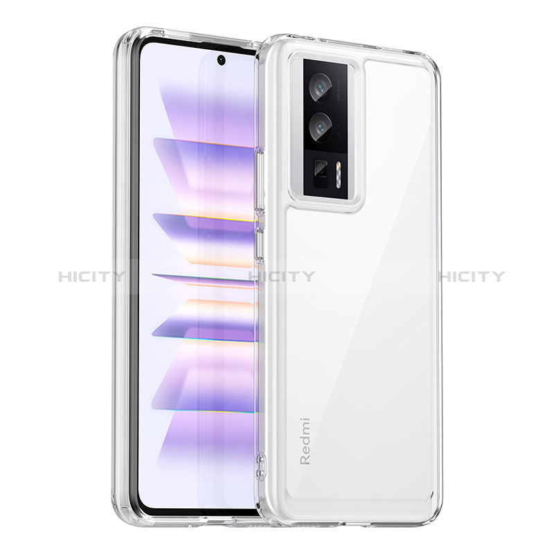 Coque Rebord Contour Silicone et Vitre Transparente Housse Etui J02S pour Xiaomi Poco F5 Pro 5G Clair Plus