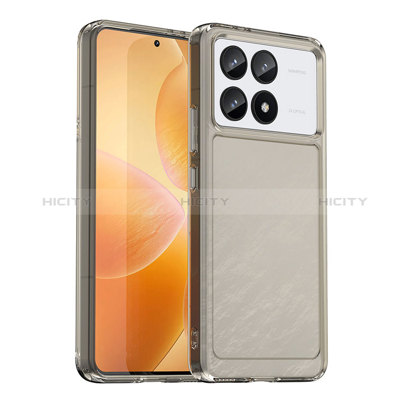 Coque Rebord Contour Silicone et Vitre Transparente Housse Etui J02S pour Xiaomi Redmi K70 5G Gris Plus