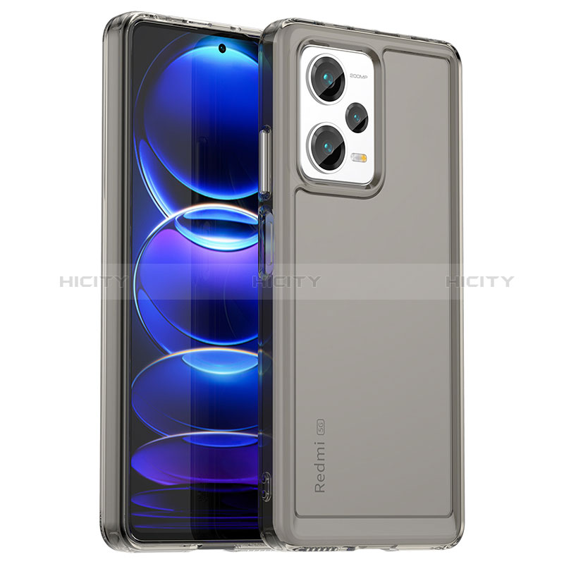 Coque Rebord Contour Silicone et Vitre Transparente Housse Etui J02S pour Xiaomi Redmi Note 12 Explorer Gris Plus