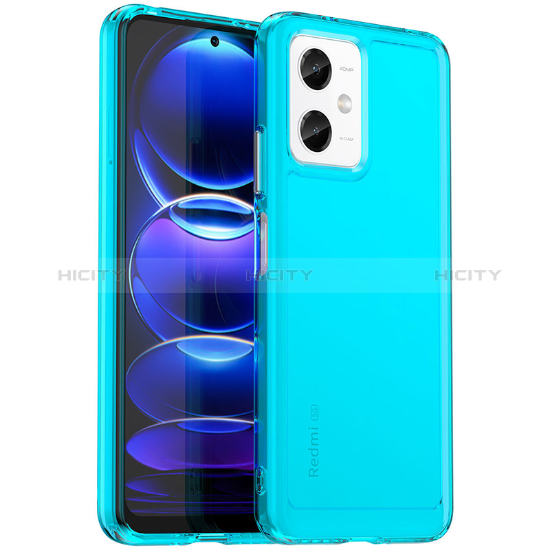 Coque Rebord Contour Silicone et Vitre Transparente Housse Etui J02S pour Xiaomi Redmi Note 12R Pro 5G Bleu Plus