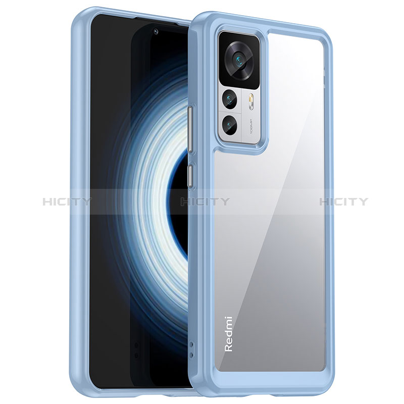 Coque Rebord Contour Silicone et Vitre Transparente Housse Etui J04S pour Xiaomi Redmi K50 Ultra 5G Bleu Plus