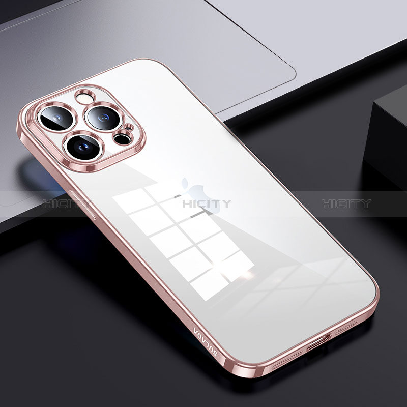 Coque Rebord Contour Silicone et Vitre Transparente Housse Etui LD2 pour Apple iPhone 13 Pro Max Or Rose Plus