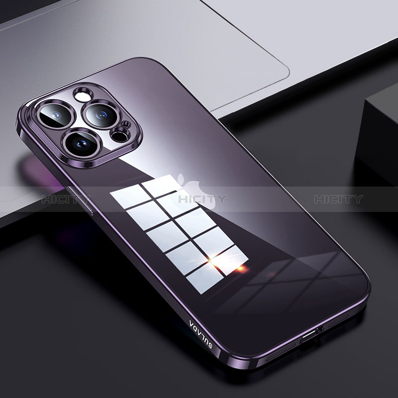 Coque Rebord Contour Silicone et Vitre Transparente Housse Etui LD2 pour Apple iPhone 13 Pro Max Violet Plus