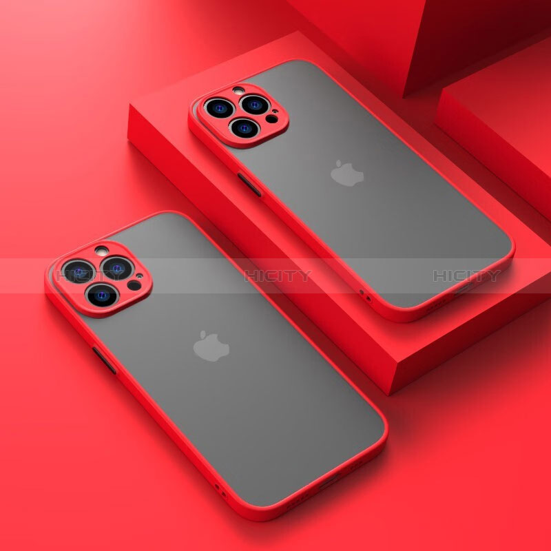 Coque Rebord Contour Silicone et Vitre Transparente Housse Etui LS1 pour Apple iPhone 13 Pro Max Rouge Plus