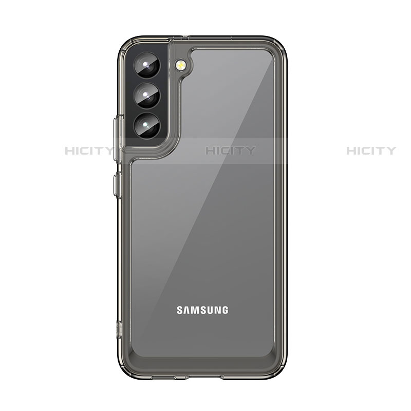 Coque Rebord Contour Silicone et Vitre Transparente Housse Etui M03 pour Samsung Galaxy S21 5G Gris Plus