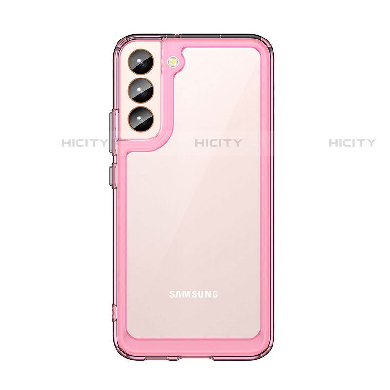 Coque Rebord Contour Silicone et Vitre Transparente Housse Etui M03 pour Samsung Galaxy S21 5G Or Rose Plus