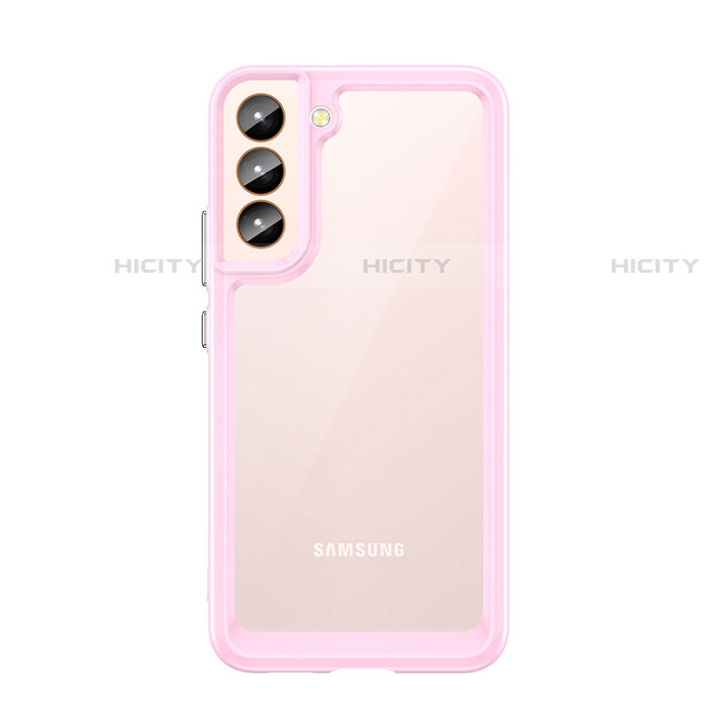 Coque Rebord Contour Silicone et Vitre Transparente Housse Etui M03 pour Samsung Galaxy S21 5G Rose Plus