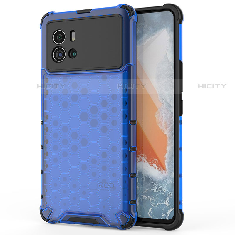 Coque Rebord Contour Silicone et Vitre Transparente Housse Etui M04 pour Vivo iQOO 9 Pro 5G Bleu Plus