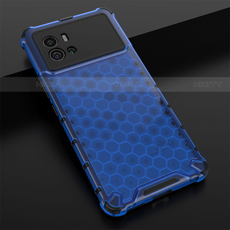 Coque Rebord Contour Silicone et Vitre Transparente Housse Etui M05 pour Vivo iQOO 9 5G Bleu Plus