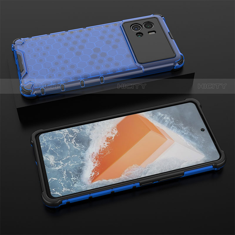 Coque Rebord Contour Silicone et Vitre Transparente Housse Etui M06 pour Vivo iQOO 9 5G Bleu Plus