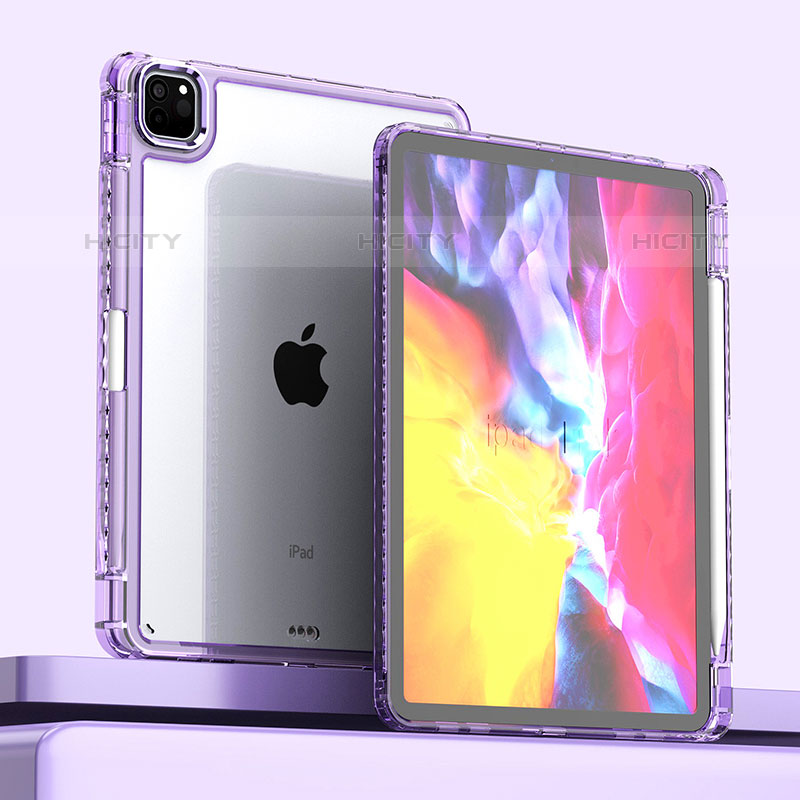 Coque Rebord Contour Silicone et Vitre Transparente Housse Etui P01 pour Apple iPad Pro 11 (2020) Plus