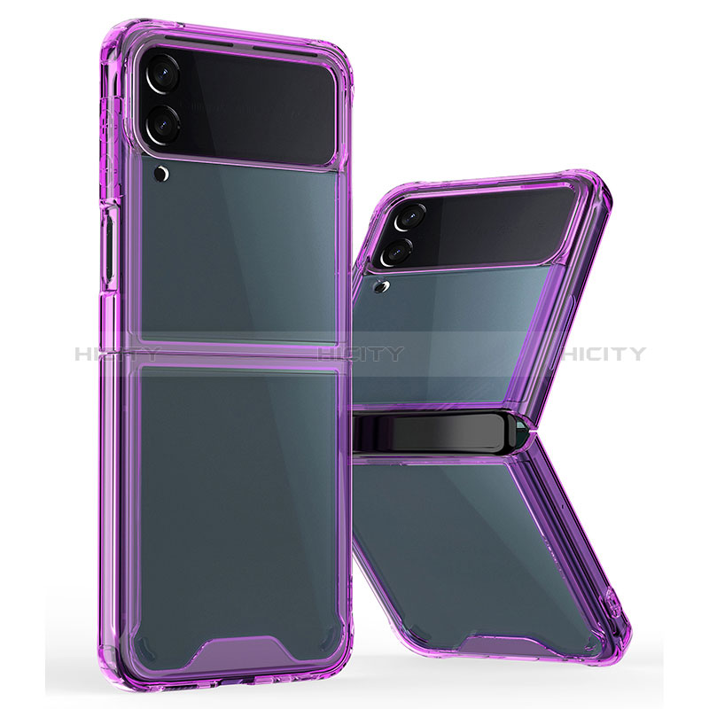 Coque Rebord Contour Silicone et Vitre Transparente Housse Etui P01 pour Samsung Galaxy Z Flip3 5G Plus